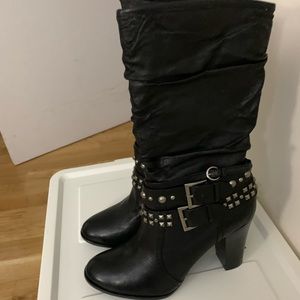 a.n.a Autumn black heeled studded boots